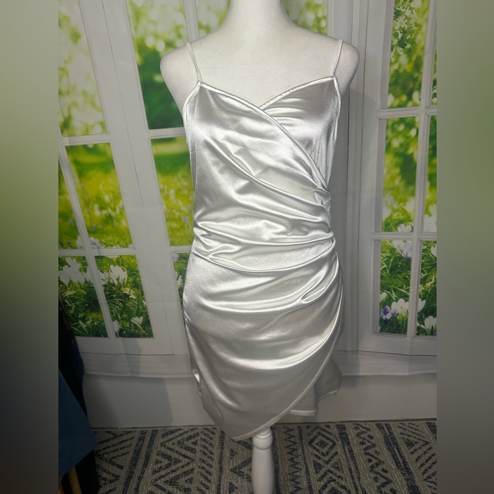Elegant White Satin Dress